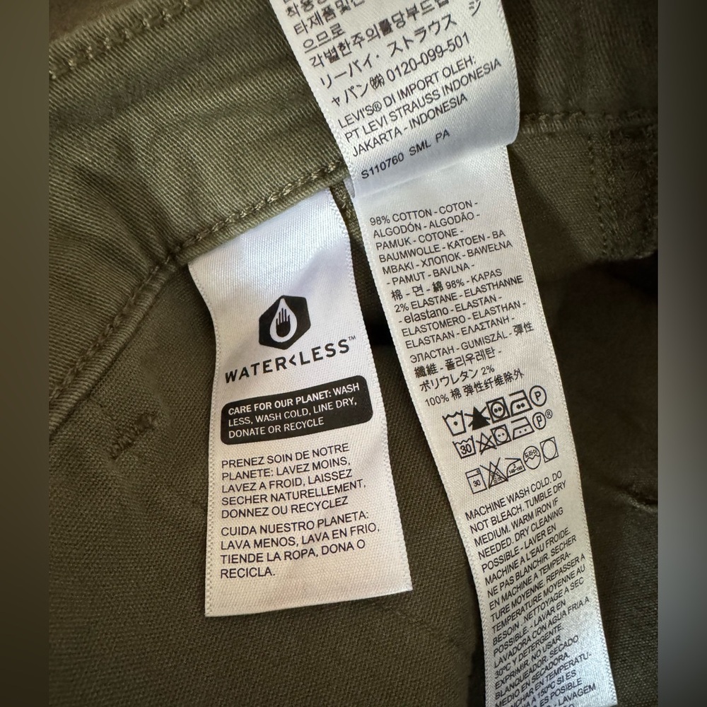 Levi’s Army Olive Green Utility Cotton Stretch Shorts Gorpcore Casual Cool Sz 27 - Picture 10 of 10